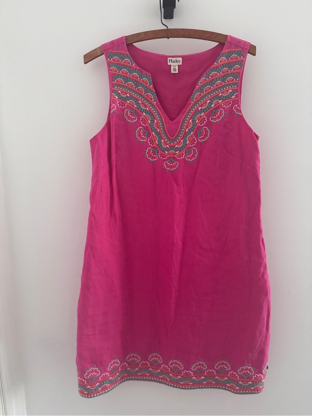 Hatley Resort Portia linen Dress Fuchsia Sanibel Shells size med
